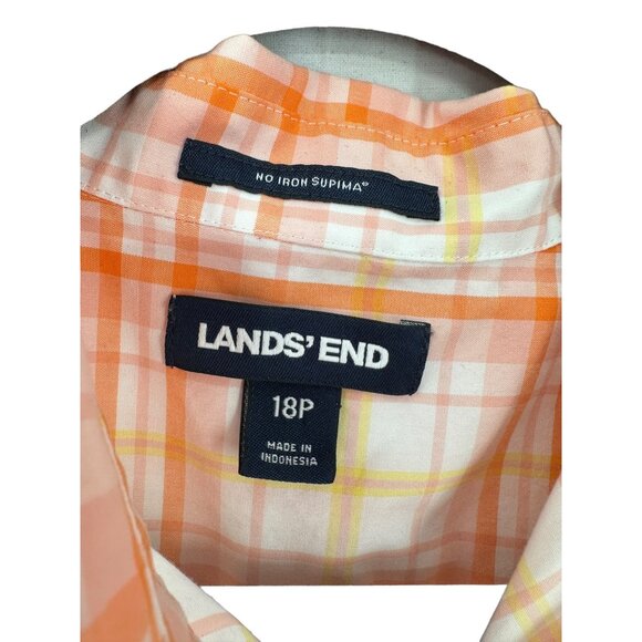 Land's End Button Up Shirt‎ Top Womens Size 18P Plaid Cowboy Cowgirl Western - Picture 2 of 8